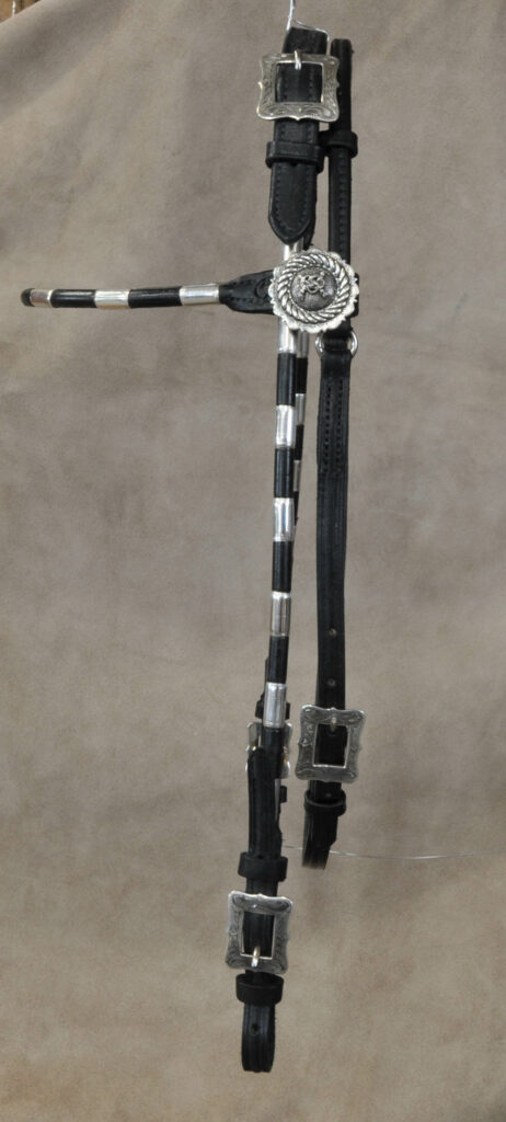 Matching black bridle leather headstall
